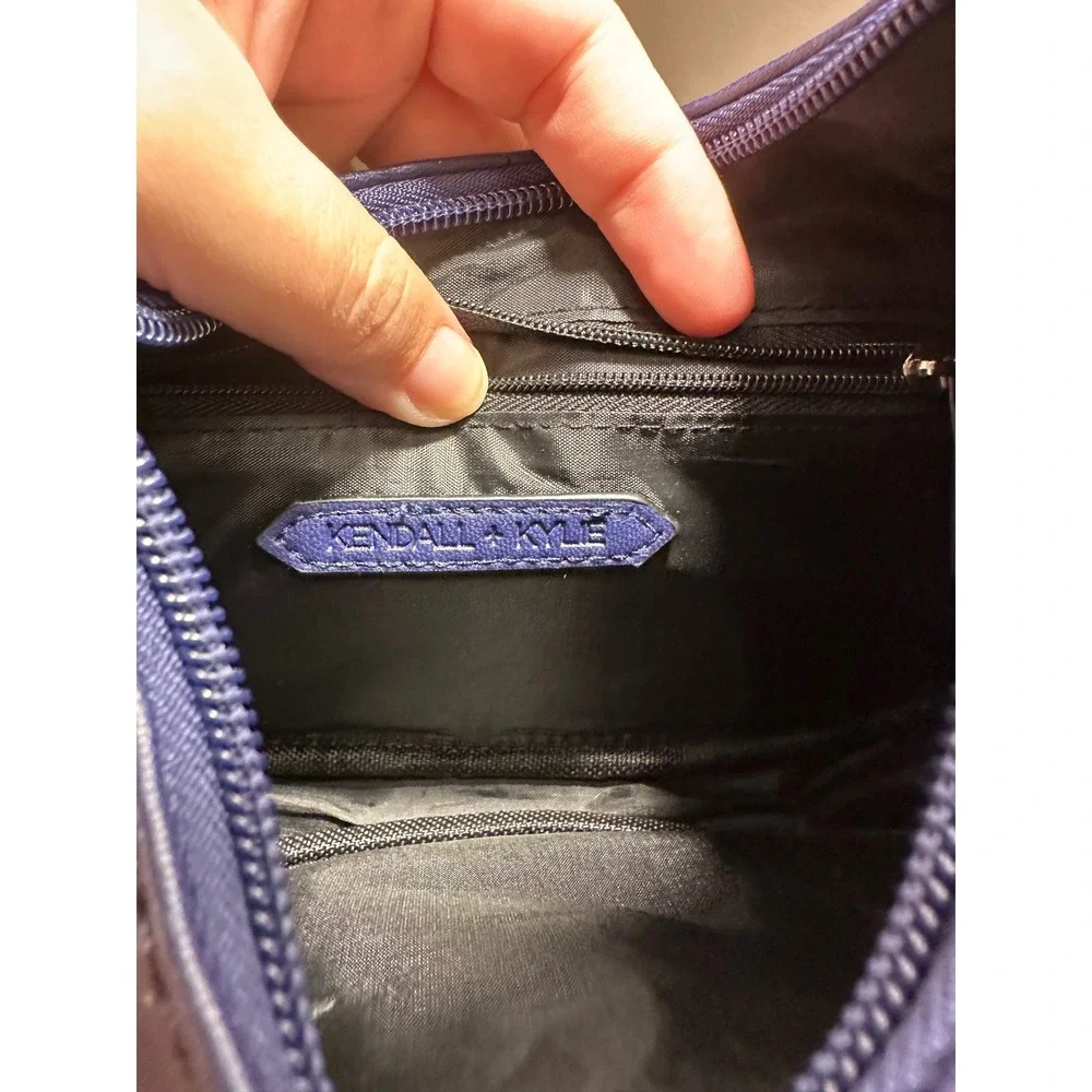 Kendall + Kylie Navy Blue Ruched Handle Mini Hobo Bag‎ Crescent Shoulder Bag